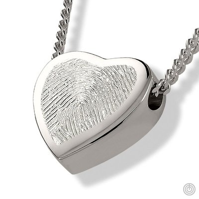 Thick Heart Pendant with Chamber and Fingerprint