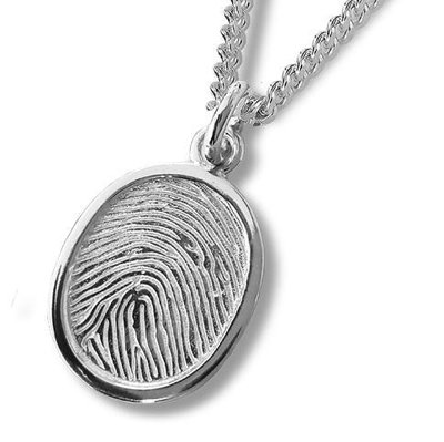 Thin Oval Fingerprint Pendant