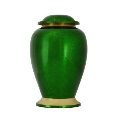 Gleaming Green Brass Urn